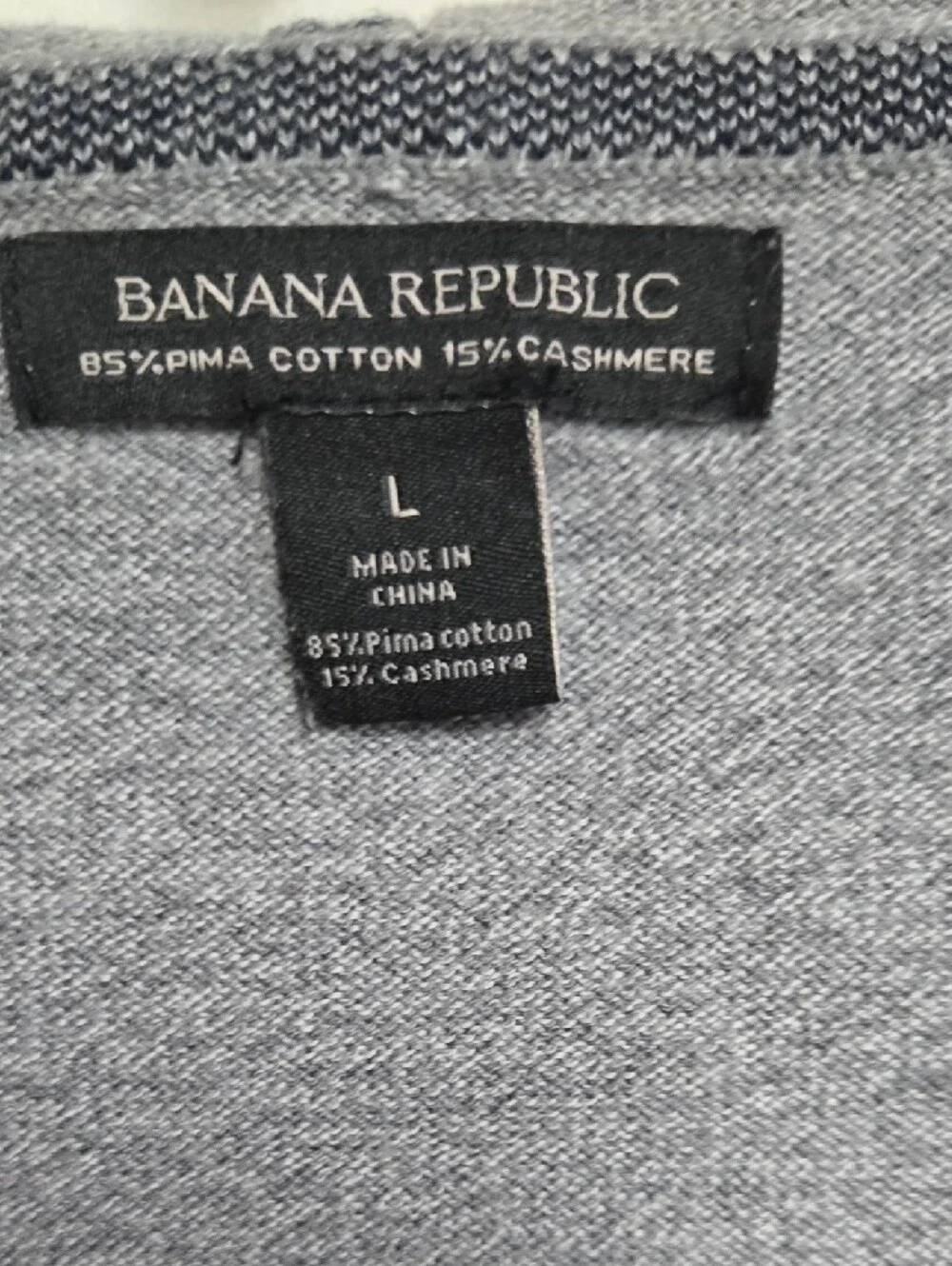 Banana Republic Men's Light Gray Pima Cotton & Cashmere Hooded Zip Jacket   L
